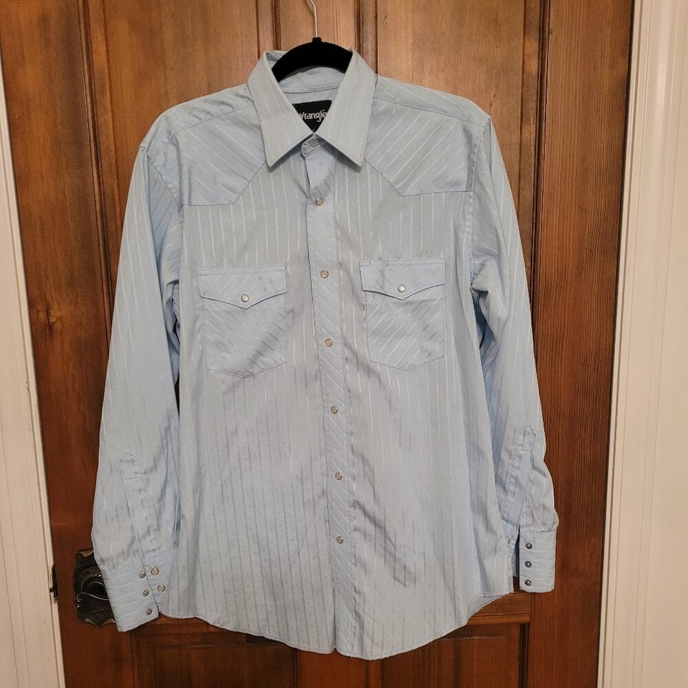 Men's Light Blue Wrangler Dress Shirt- Size M